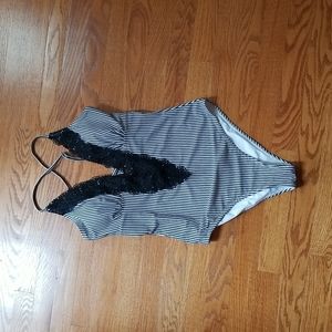 Cupshe Black and White Lace One Piece Swimsuit